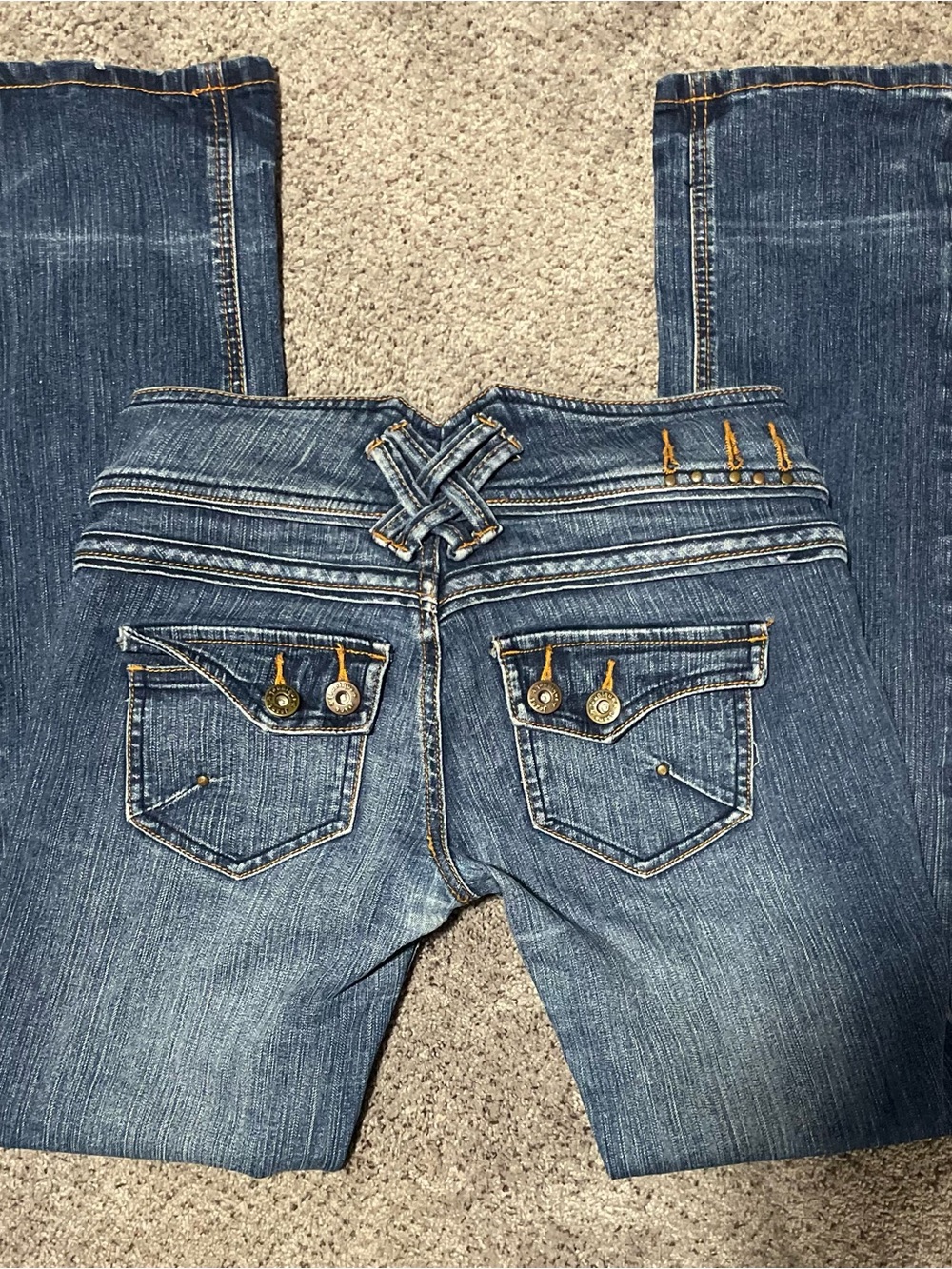 Y2K Younique Jeans YM14636-TB Low Rise Bootcut Studded Denim Size 1